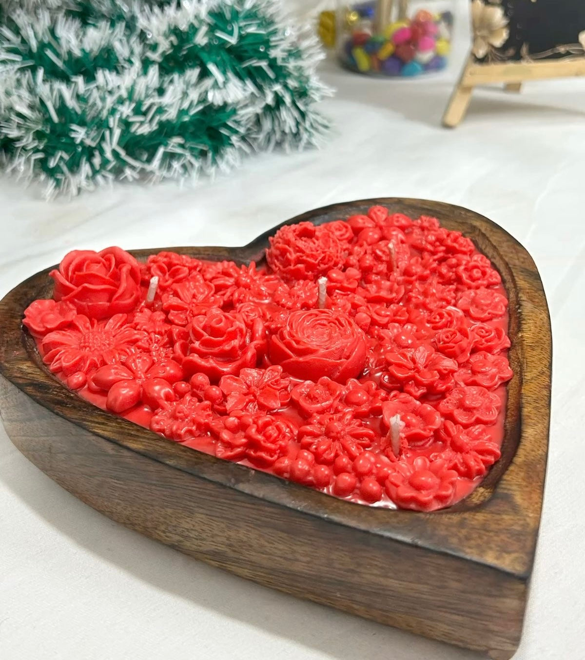 Big Wooden Heart Candle
